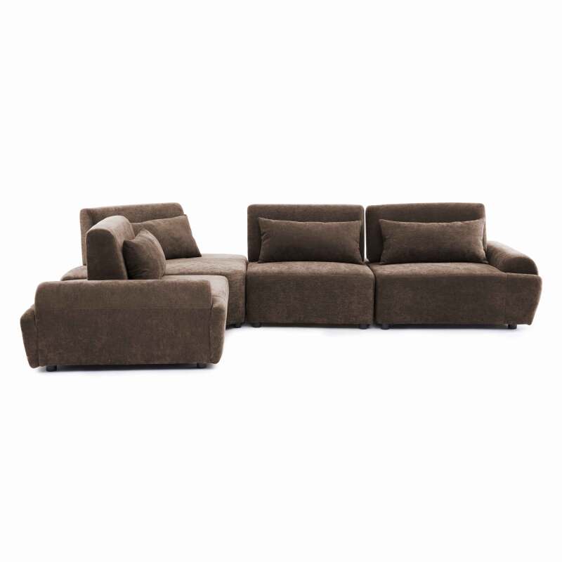 Canapé modulable d'angle 4 places en tissu avec coussins (2/10)