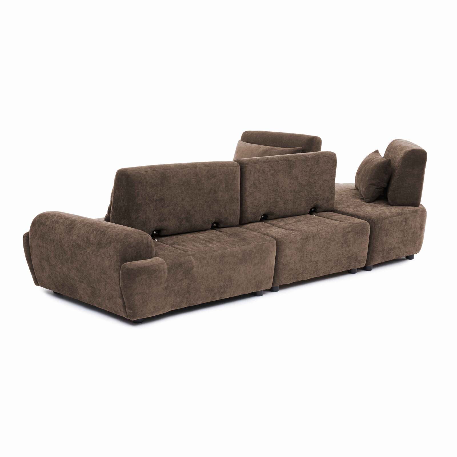 Canapé modulable d'angle 4 places en tissu avec coussins