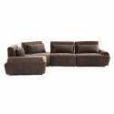 Canapé modulable d'angle 4 places en tissu avec coussins