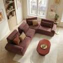 Canapé modulable d'angle 4 places en tissu avec coussins