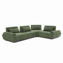 Canapé modulable d'angle 4 places en tissu avec coussins