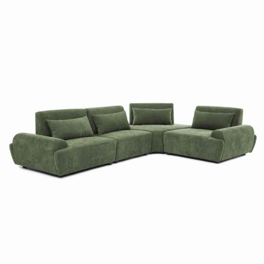 Canapé modulable d'angle 4 places en tissu avec coussins dossier ajustable | Oviala