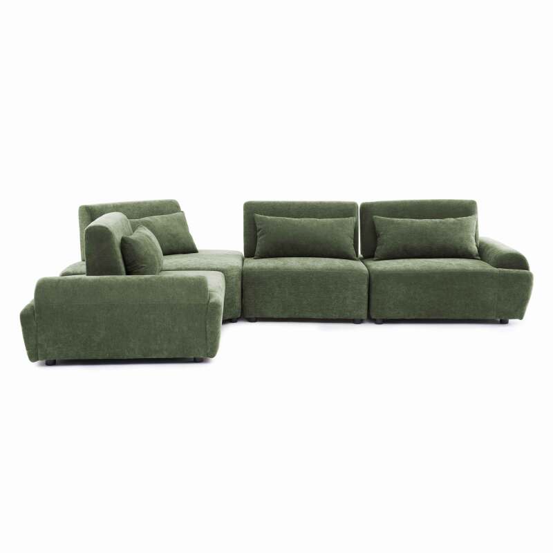 Canapé modulable d'angle 4 places en tissu avec coussins (2/8)