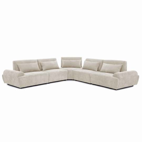 Canapé modulable d'angle 5 places en tissu avec coussins dossier ajustable | Oviala