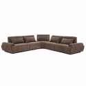 Canapé modulable d'angle 5 places en tissu avec coussins