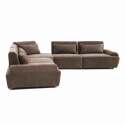 Canapé modulable d'angle 5 places en tissu avec coussins