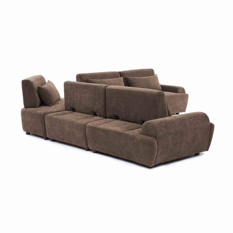Canapé modulable d'angle 5 places en tissu avec coussins (6/7)