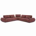 Canapé modulable d'angle 5 places en tissu avec coussins