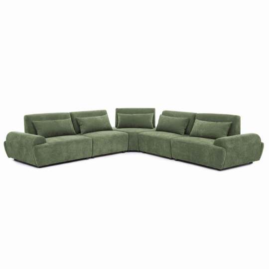 Canapé modulable d'angle 5 places en tissu avec coussins dossier ajustable | Oviala