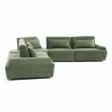 Canapé modulable d'angle 5 places en tissu avec coussins