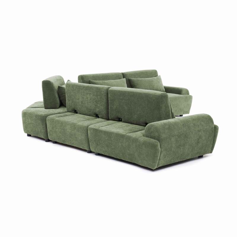 Canapé modulable d'angle 5 places en tissu avec coussins (6/7)