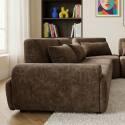 Canapé modulable d'angle 5 places en tissu avec coussins