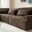 Canapé modulable d'angle 5 places en tissu avec coussins