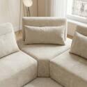 Canapé modulable d'angle 5 places en tissu avec coussins