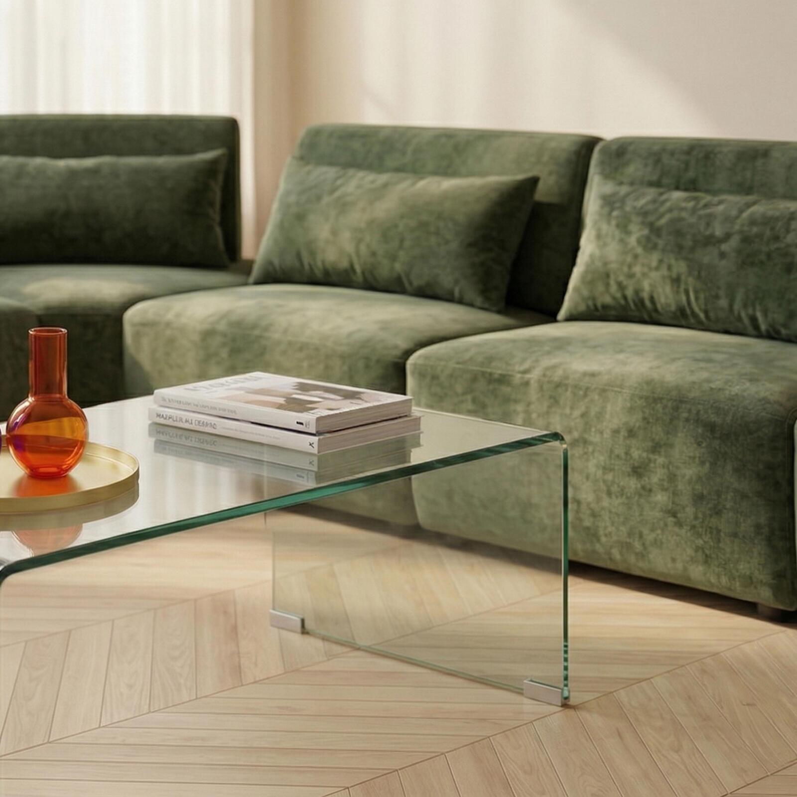 Canapé modulable d'angle 5 places en tissu avec coussins