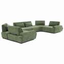 Canapé modulable d'angle panoramique 6 places en tissu avec coussins