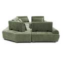Canapé modulable d'angle panoramique 6 places en tissu avec coussins