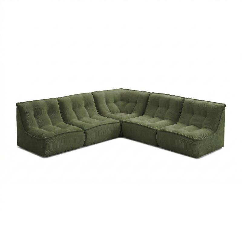 Canapé modulable 5 places en velours côtelé