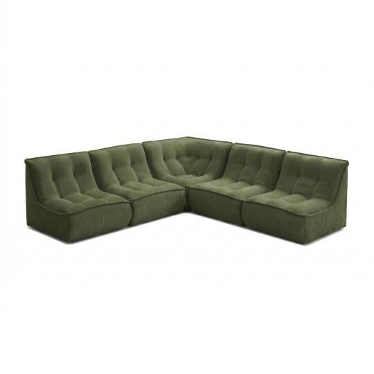 Canapé modulable 5 places en velours côtelé | Oviala