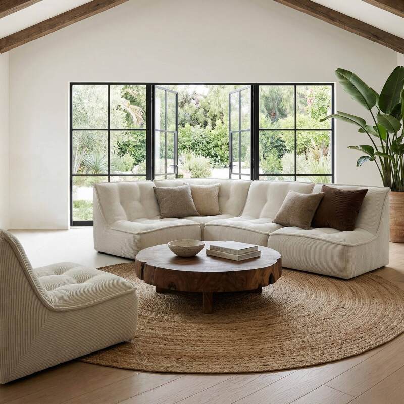 Canapé modulable 5 places en velours côtelé (2/6)