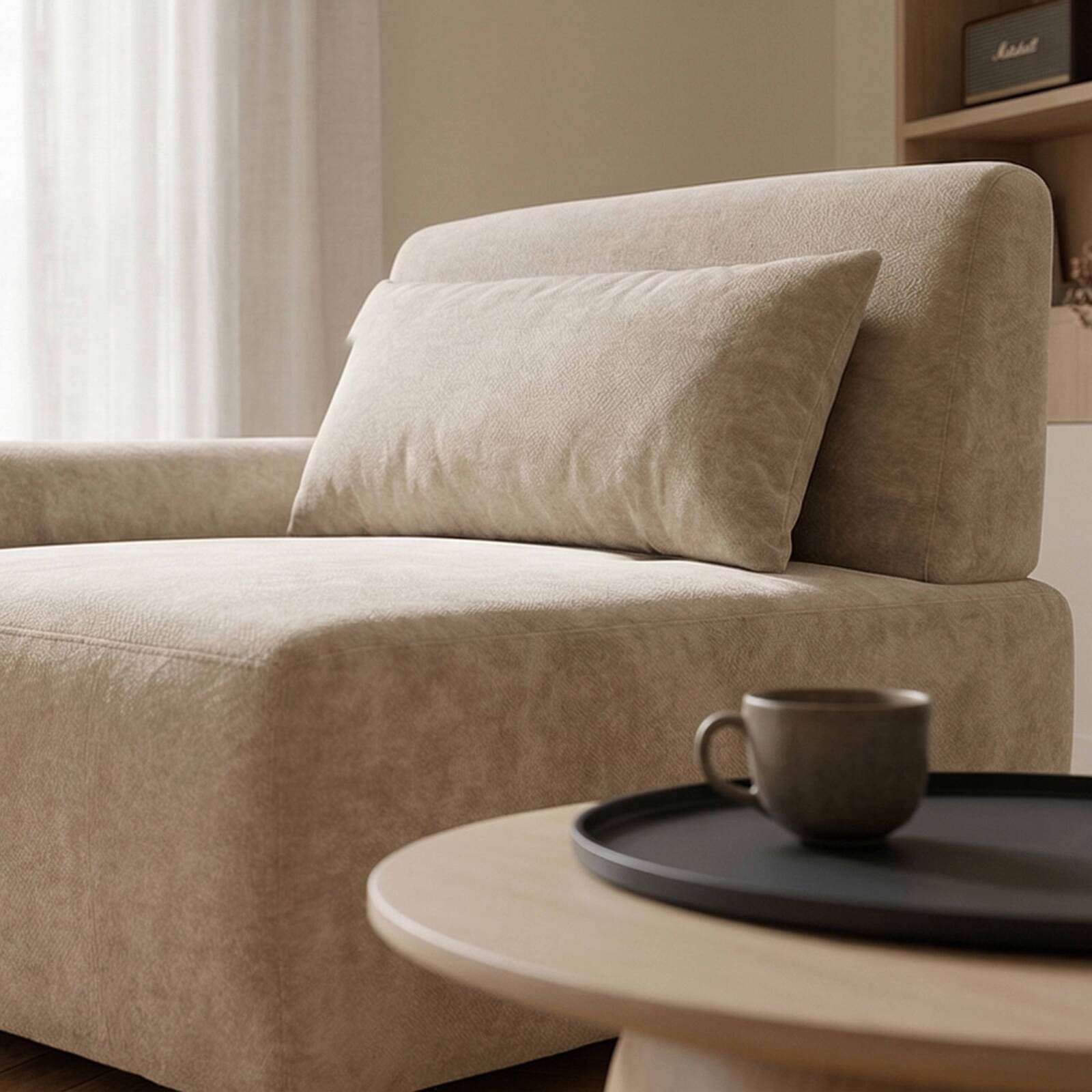 Fauteuil droit pour canapé modulable en tissu avec coussin
