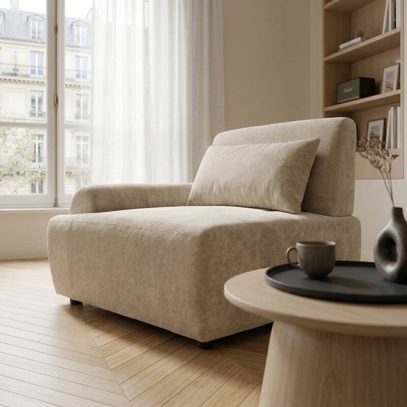 Fauteuil droit pour canapé modulable en tissu avec coussin (3/8)