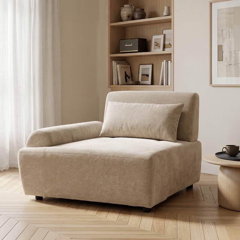 Fauteuil droit pour canapé modulable en tissu avec coussin