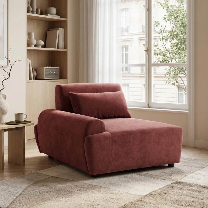 Fauteuil droit pour canapé modulable en tissu avec coussin