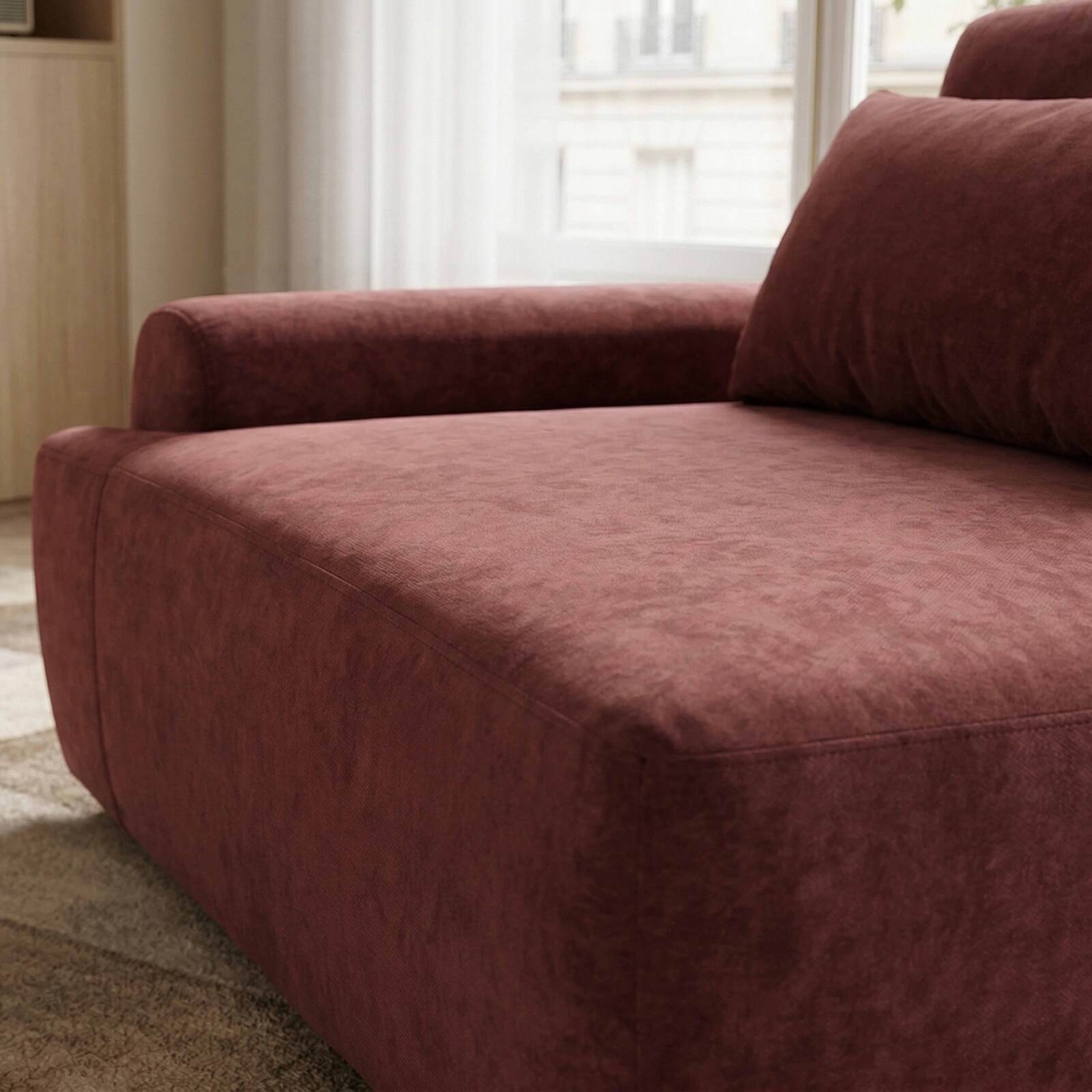 Fauteuil droit pour canapé modulable en tissu avec coussin