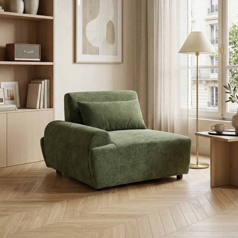 Fauteuil droit pour canapé modulable en tissu avec coussin (2/8)