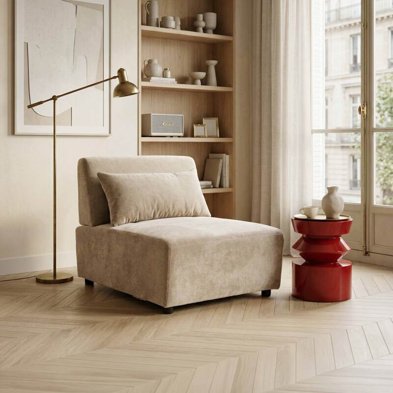 Fauteuil en tissu pour canapé modulable avec coussin