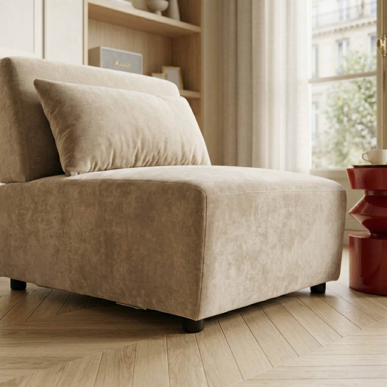 Fauteuil en tissu pour canapé modulable avec coussin
