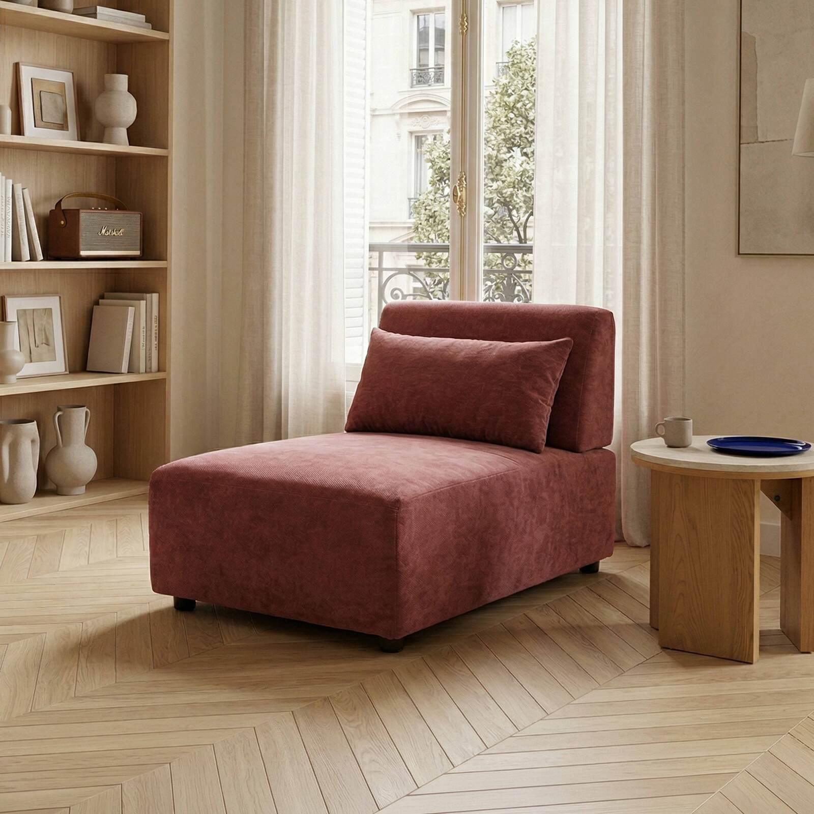 Fauteuil en tissu pour canapé modulable avec coussin