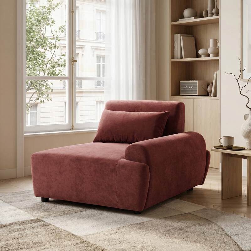 Fauteuil gauche pour canapé modulable en tissu avec coussin