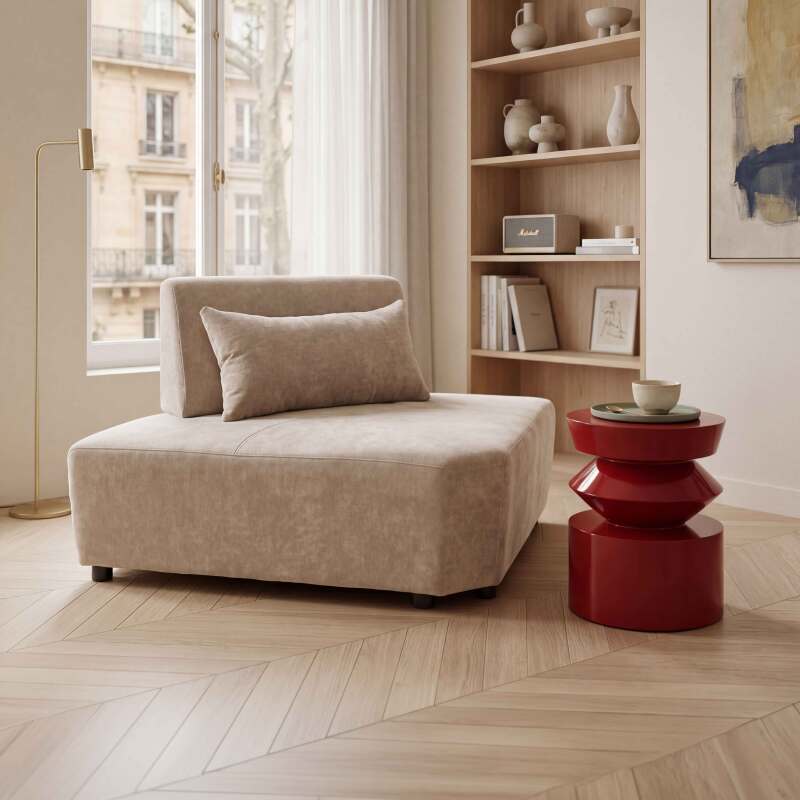 Fauteuil d'angle pour canapé modulable en tissu avec coussin