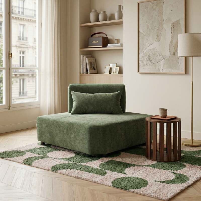 Fauteuil d'angle pour canapé modulable en tissu avec coussin (2/8)