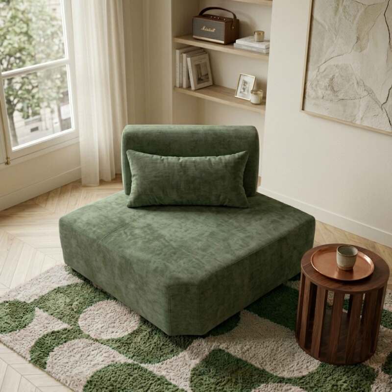 Fauteuil d'angle pour canapé modulable en tissu avec coussin (4/8)
