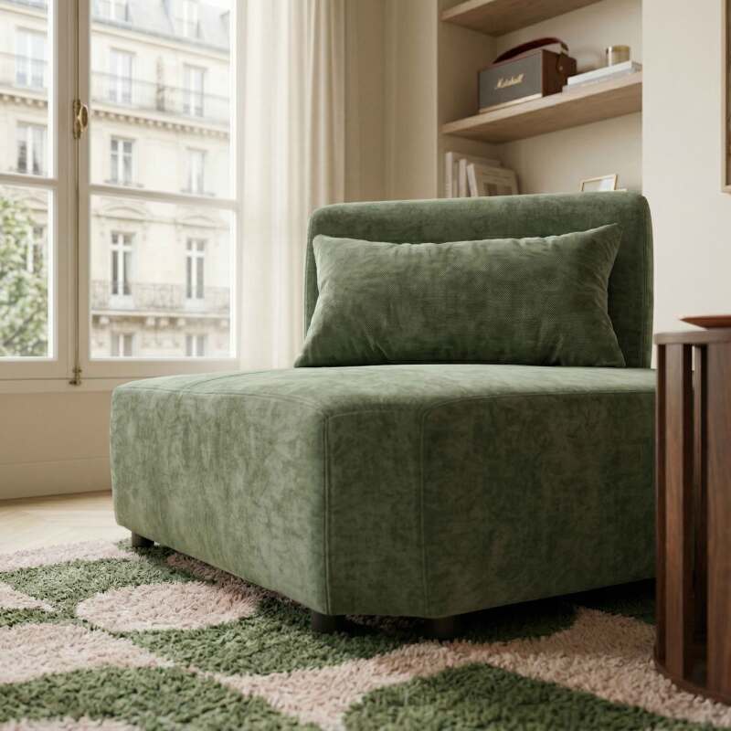 Fauteuil d'angle pour canapé modulable en tissu avec coussin (3/8)
