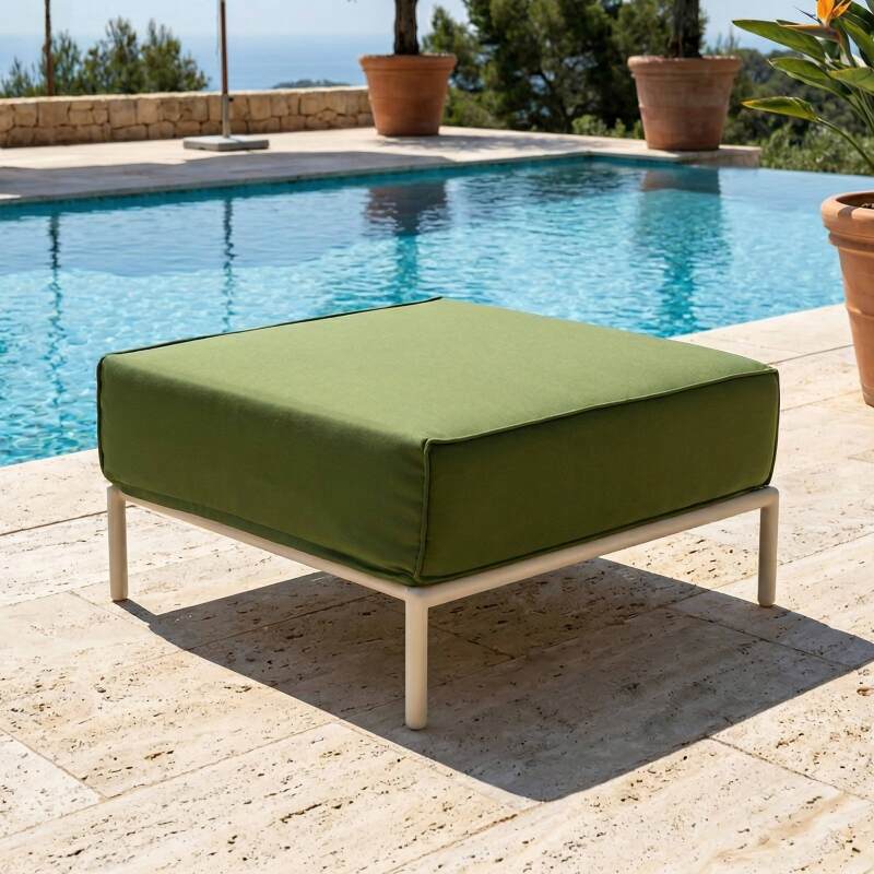 Salon de jardin modulable 5 places avec 2 chauffeuses, 2 fauteuils d'angle et 1 pouf (6/7)