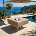 Salon de jardin modulable 5 places avec 2 chauffeuses, 2 fauteuils d'angle et 1 pouf
