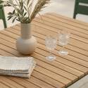 Table de jardin effet bois en métal et polywood 6 personnes 160x90 cm