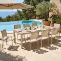 Table de jardin extensible en aluminium 180/240x90 cm et 8 chaises en textilène