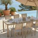 Table de jardin extensible en aluminium 180/240x90 cm et 8 chaises en textilène