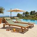 Bains de soleil bois inclinables 5 positions avec roues - Lot de 2