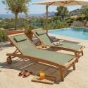 Bains de soleil bois inclinables 5 positions avec roues - Lot de 2