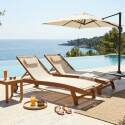 Bains de soleil bois inclinables 5 positions avec roues - Lot de 2