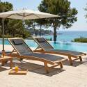 Bains de soleil bois inclinables 5 positions avec roues - Lot de 2