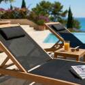 Bains de soleil bois inclinables 5 positions avec roues - Lot de 2