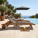 Bains de soleil bois inclinables 5 positions avec roues - Lot de 2