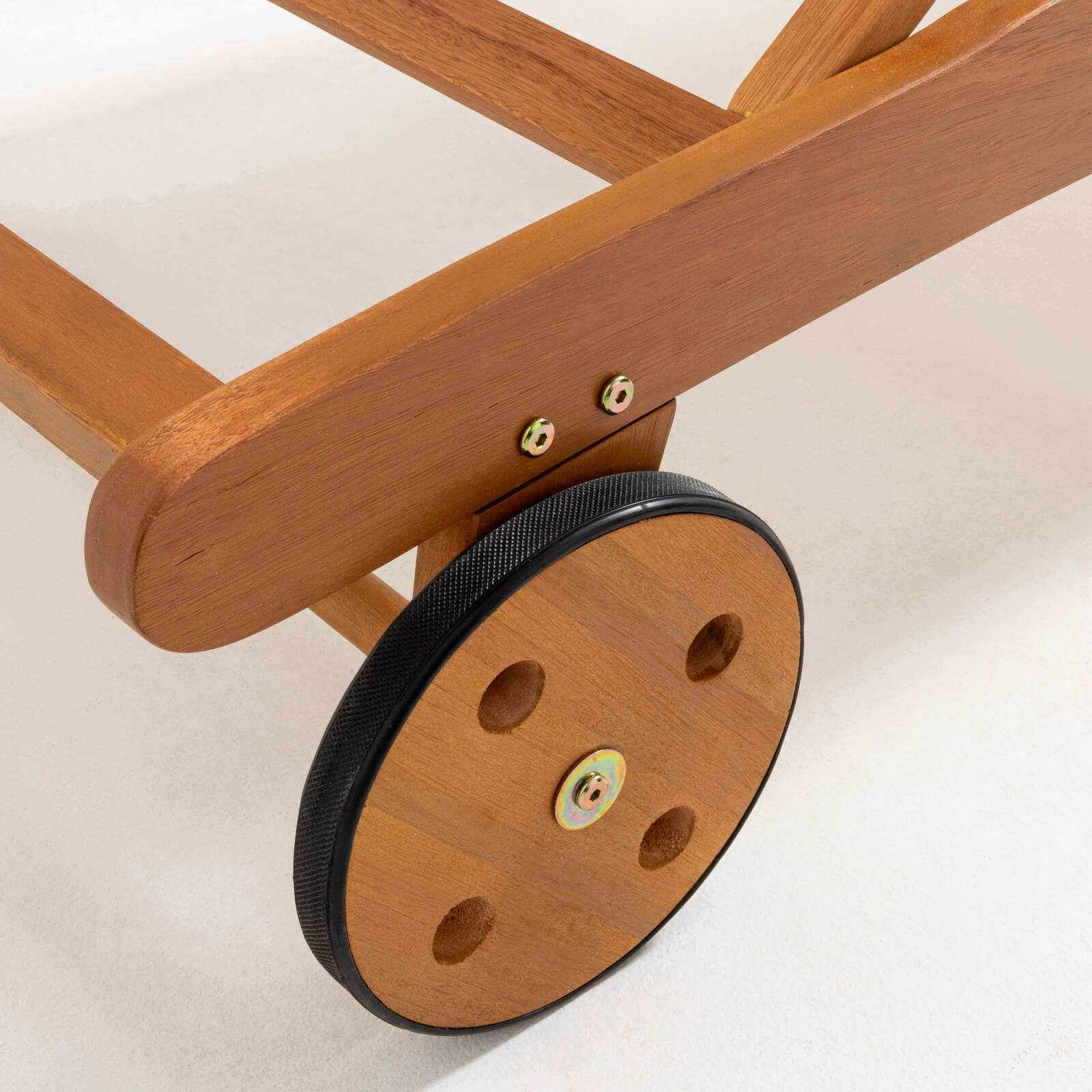 Bains de soleil bois inclinables 5 positions avec roues - Lot de 2
